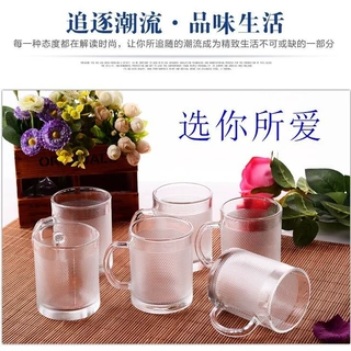 耐热玻璃水杯带把杯子家用茶杯套装果汁杯小号啤酒杯喝茶杯