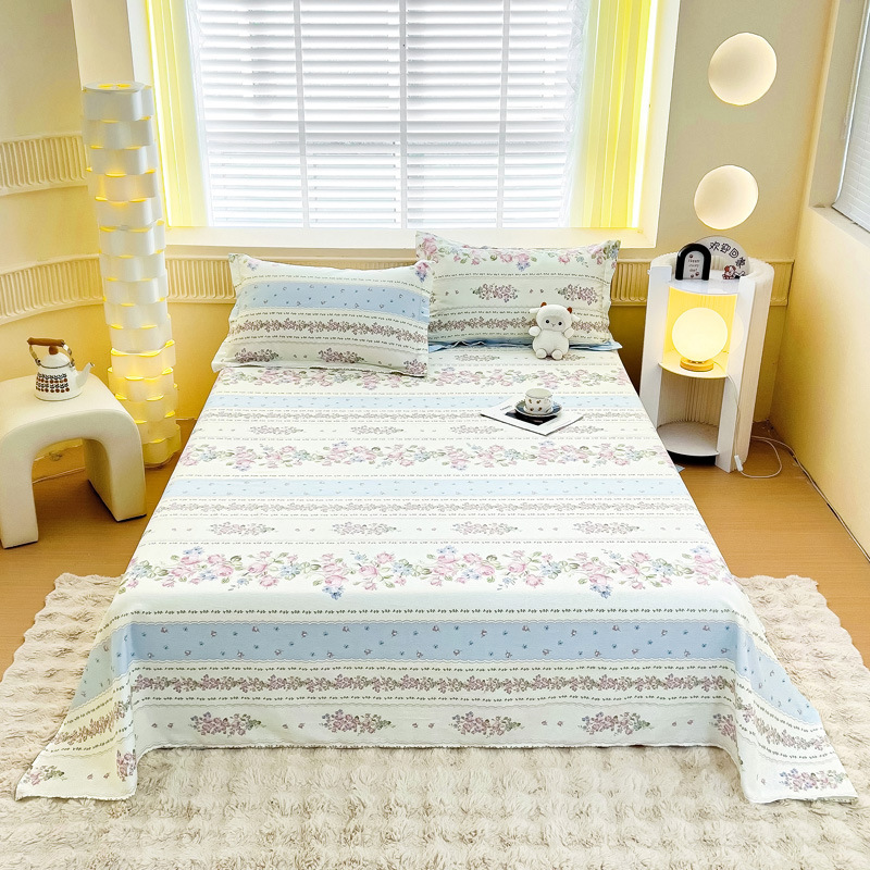 クラスA母子グレード綿100%プリント純綿ベッドシーツ小さな新鮮な学生ベッドシーツパッド寝具3点セット|undefined