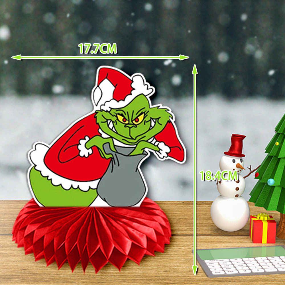 Amazon Grinch tema Navidad fiesta decoración panal decoración Navidad verde piel monstruo escritorio Decoración