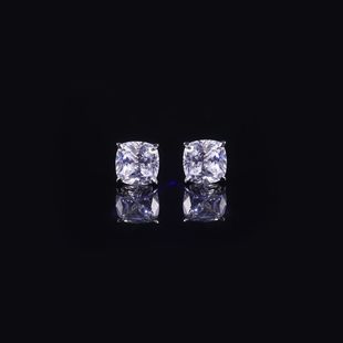 Amazon explosions s925 sterling silver earrings cultivate diamond earrings fat square 0.4/0.8/1/2 karat earrings women