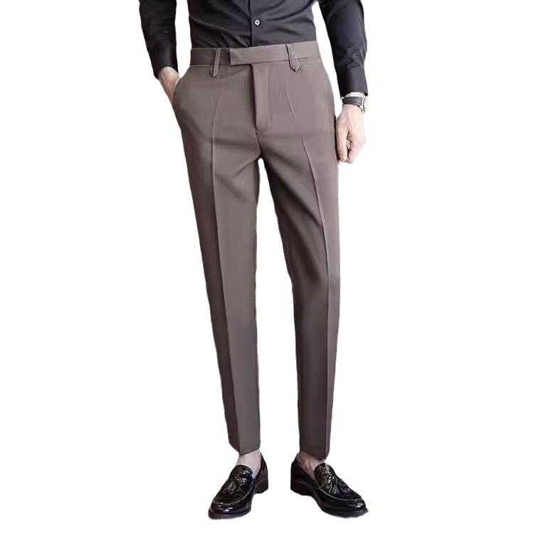 British Yapi Men's Suit Pants, Coffee Color, High end Feeling, Pi Shuai, Formal Business Suit Pants, Autumn Feet Drop Feeling Pants_voghion.com