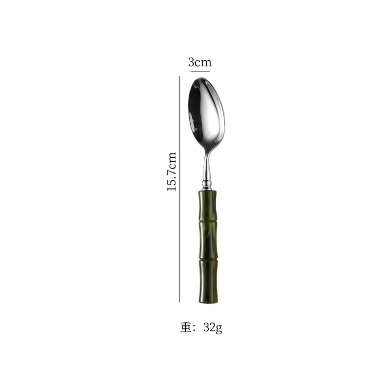 亚克力珠光白竹节手柄304不锈钢牛排刀叉勺套装高颜值西餐具批发|undefined
