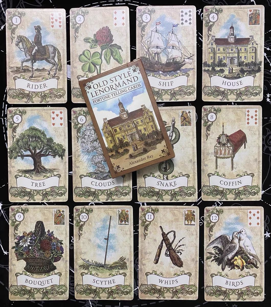 Eski Stil Lenormand Old Style Mevcut İngilizce Sınır Ötesi Masa Oyunu Kartları Tam Set Orijinal Versiyon Çince Çeviri ile