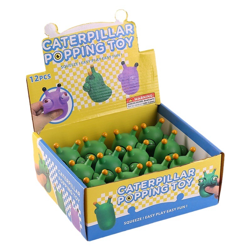 Transfronterizo caliente-venta llamativo gusano vegetal pellizco música descompresión juguete squeeze ojo-soplado creativo ventilación descompresión artefacto fábrica al por mayor