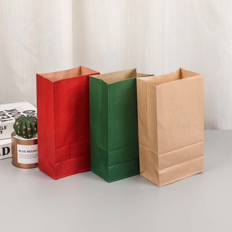 现货食品牛皮纸方底袋 一次性防油防水食品级牛皮纸外卖打包袋