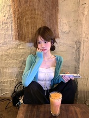 实拍  V领针织开衫+ 蕾丝系带显瘦带胸带吊带背心女