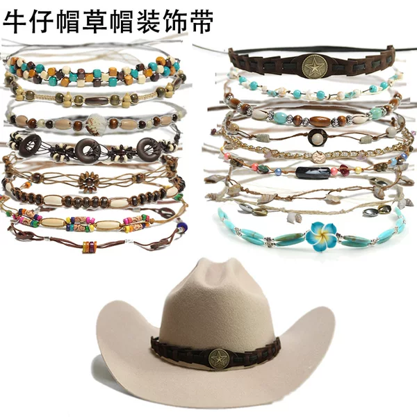 Hats with Handmade DIY Rope with Woven Hemp Rope Cow Head Decoration Handmade Hats with Vintage Cowboy Hat Decoration for Men and Women