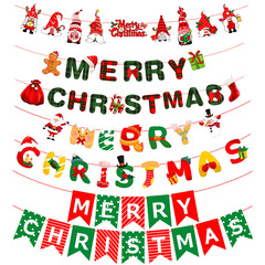 Factory direct supply of Christmas decoration supplies cartoon flags Christmas scene layout paper hanging flags cross-border wholesale