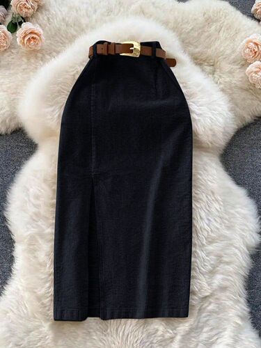 Amazon European and American cross-border women's clothing retro split skirt high waist slimming mid-long hip dress