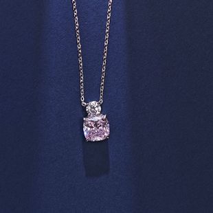Simple Double Diamond Fashion Fat Square S925 Sterling Silver Necklace High Carbon Diamond Niche Design High-end Light Luxury Daily Women
