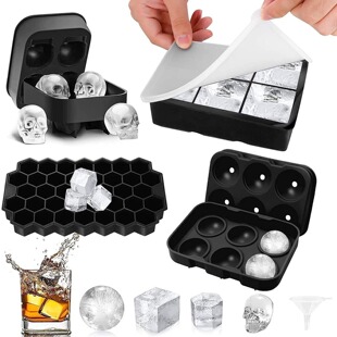 Amazon Explosions Whiskey Skull Ice Cream Round Ice Hockey Mold with Cover Silicone Ice Cream Square Ice Cream