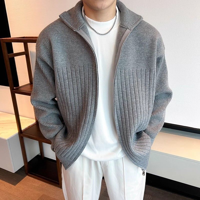 Otoño y invierno nuevo cardigan suéter de punto hombre chaqueta de rayas calentamiento comercio exterior británico comercio exterior al por mayor transfronterizo