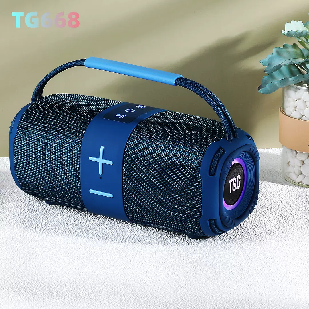 TG668新款大音量动感音效双声道LED振膜蓝牙音箱手提便携布艺音响