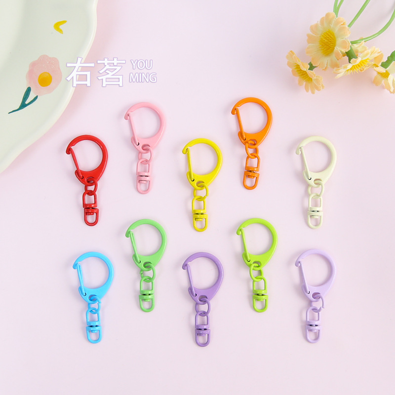 New Colorful Paint D-Shaped Buckle 8-Shaped Buckle Keychain DIY Homemade Handmade Jewelry Accessories Pendant Material Wholesale