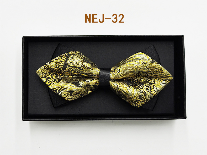 Pajarita negra de color sólido para hombre Boda británica Boda novio padrino traje camisa arco caja de regalo embalaje