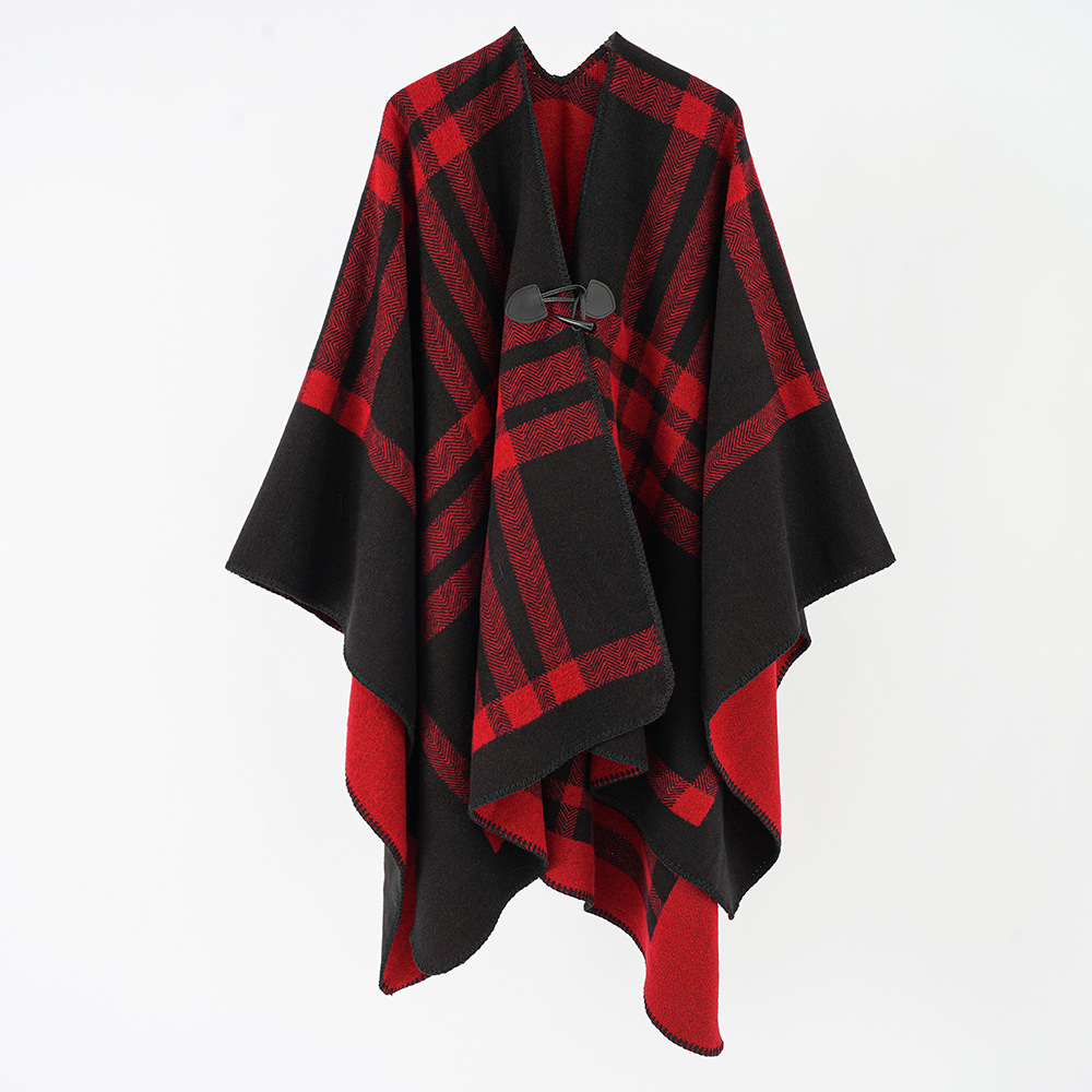Manta tipo chal con botones de estilo étnico 2024 para mujer, abrigo tipo capa cálido para otoño e invierno, manta de estilo bohemio.