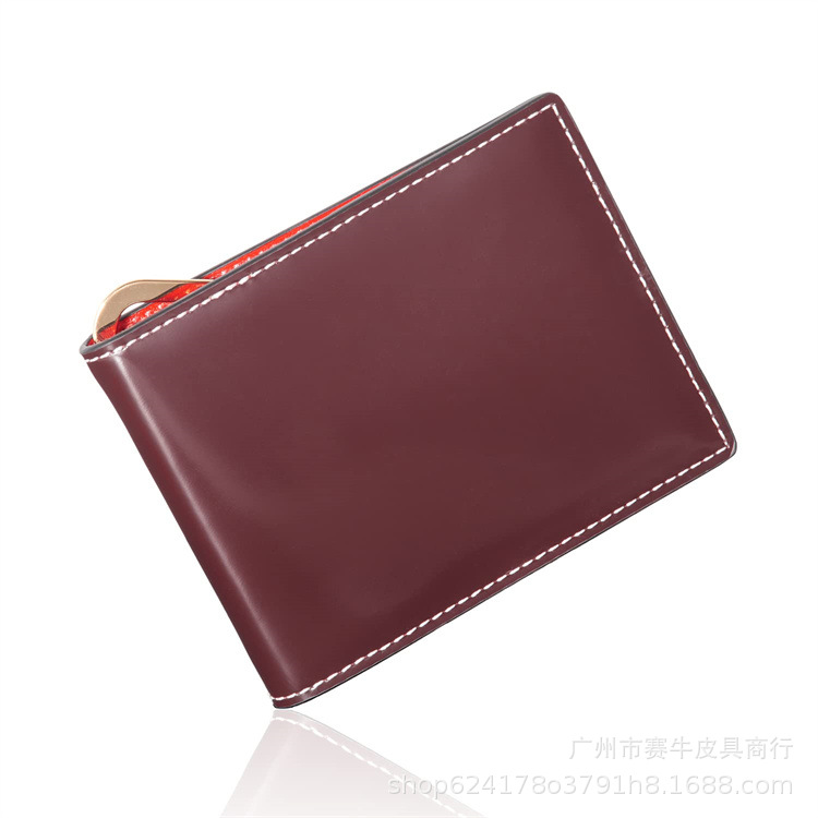 Fashionable leather short ultra thin anti-magnetic wallet