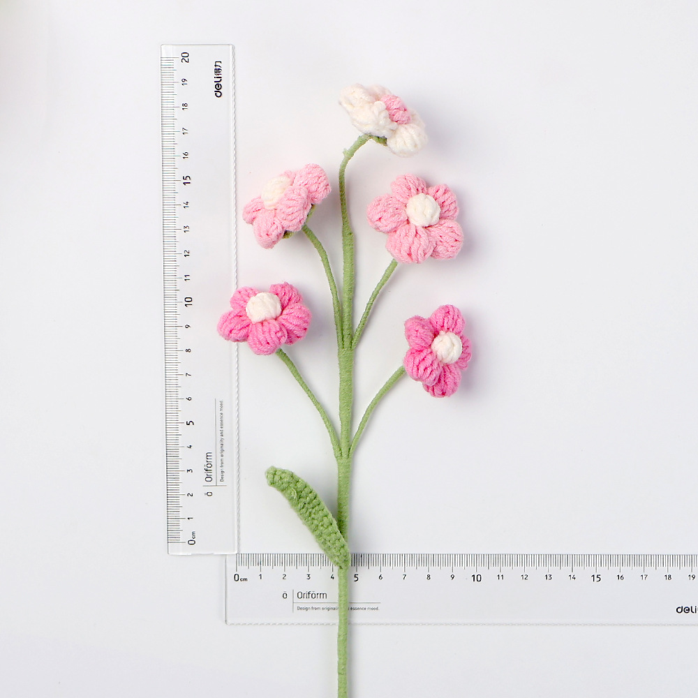 成品跨境编织向日葵仿真花手工毛线针织太阳花郁金香花玫瑰花礼物详情32