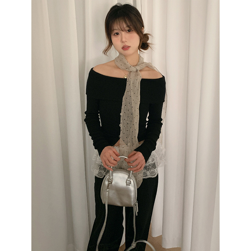 韩系百搭波点丝巾女高级感文艺系脖配饰2025年春护颈薄款小围巾|undefined