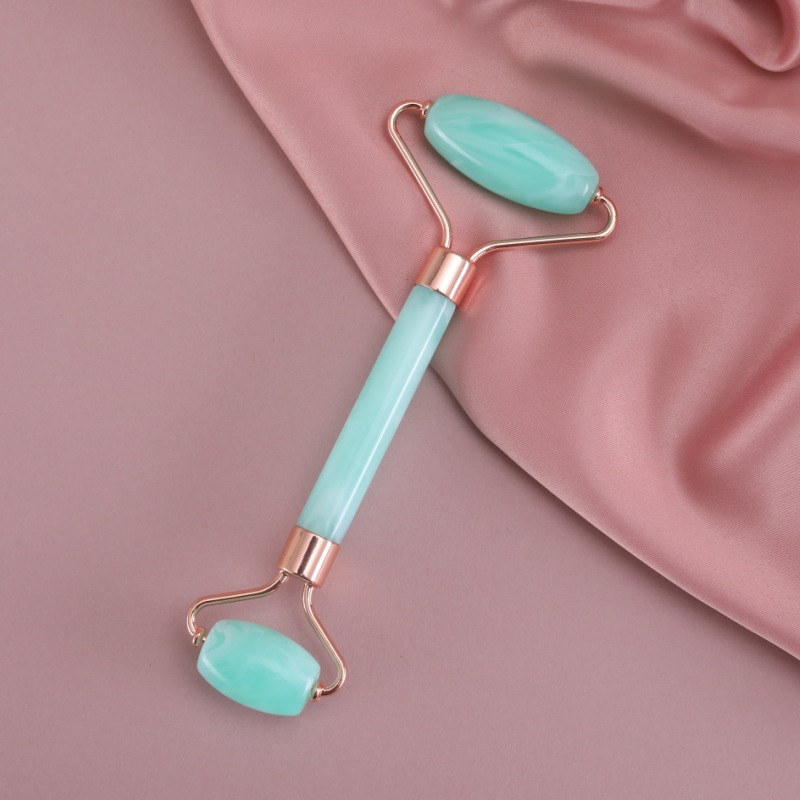 Rodillo de cristal rosa masajeador facial de dos colores palo de belleza de jade cara de empuje de doble cabeza, acupuntura de ojos, afeitado en forma de corazón image 10
