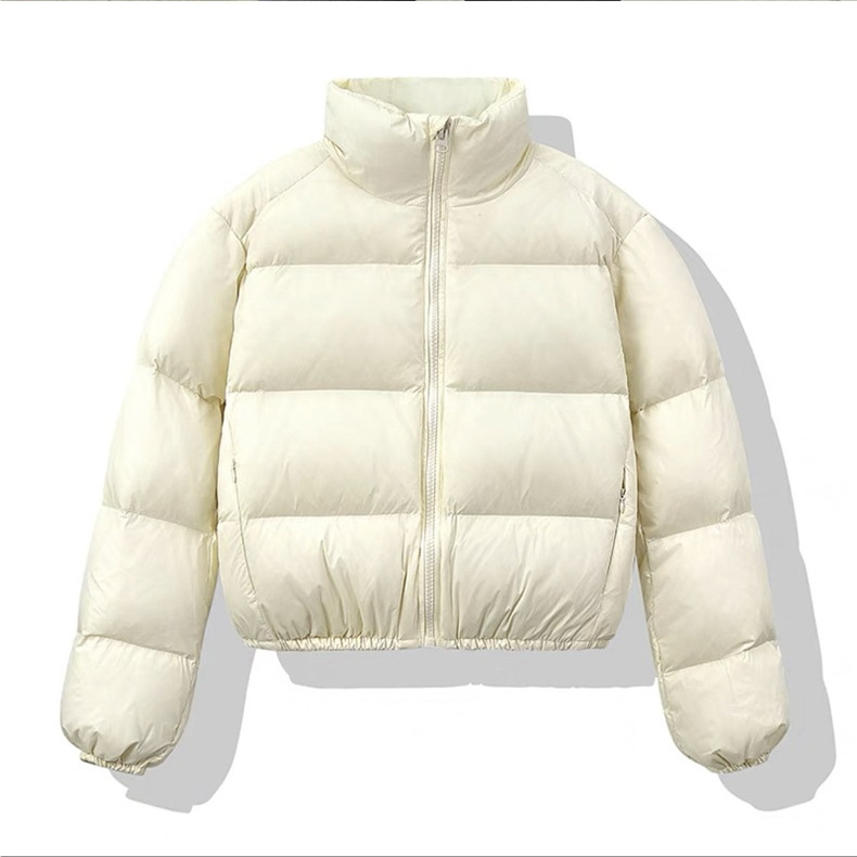 Short Down Coat For Women Stand Collar Coffee Colour Winter Jacket_voghion.com