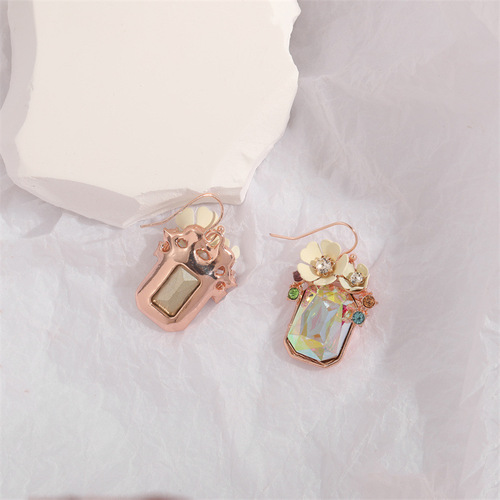 Cross-border European and American flower drop earrings for women Amazon Bohemian ins colorful earrings wholesale retro ear hooks
