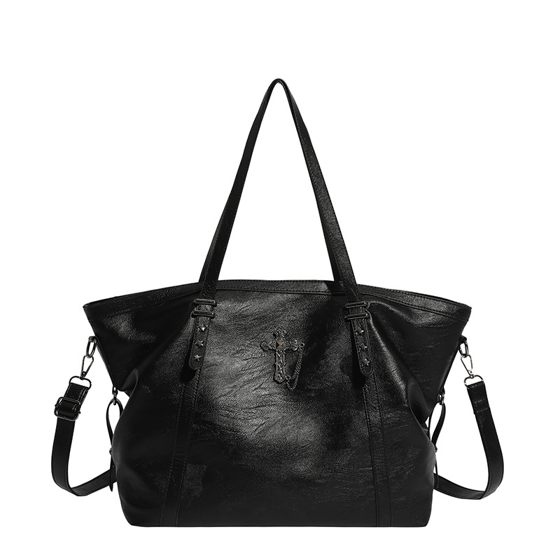 Bolsa de moda retro de gran capacidad simple de textura sólida de alta calidad, bolso de brazo de mujer de todos los días.