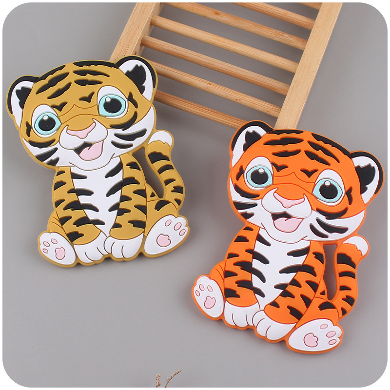 Bebé suministros de dibujos animados animal silicona Tigre mordedor creativo bebé de silicona mordedura molar teether juguete Nuevo