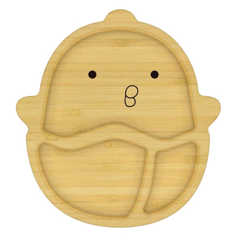 Fábrica al por mayor de silicona bebé lechón tazón de bambú rejilla plato de bambú suplemento alimenticio tenedor cuchara de silicona babero niños traje de vajilla