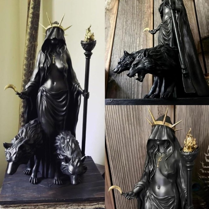 ヘカト・ニクリポロス 夜の魔女 死神の光の使者 カテ 女神の猟犬 樹脂彫刻|undefined