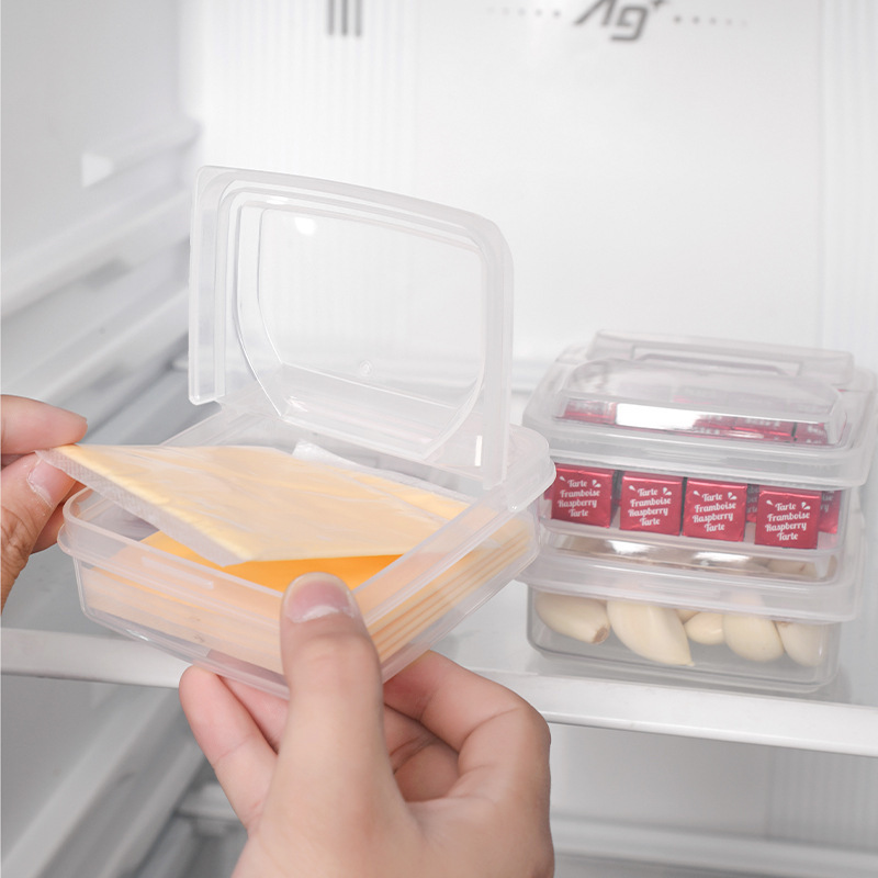 Quesos caja de almacenamiento refrigerador con tapa caja de conservación de alimentos crema rebanadas de cebolla y jengibre caja de almacenamiento de salsa de ajo