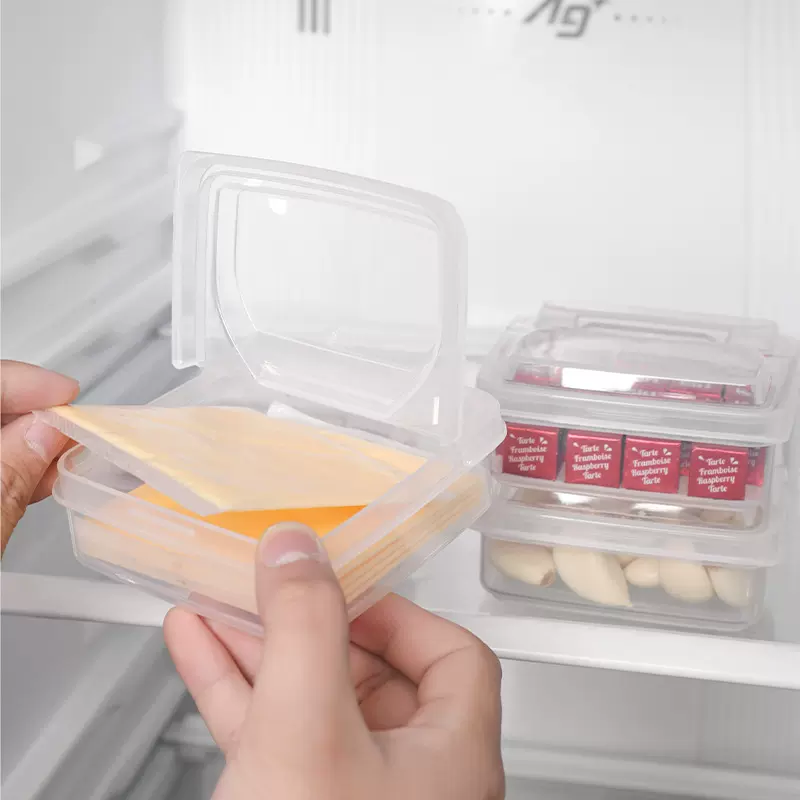 芝士收纳盒冰箱带盖食品保鲜盒奶油片分装存放盒葱姜蒜佐料储存盒
