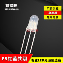直插LED灯珠超高亮 5MM/F5红蓝双色雾状共阴 双色led灯电源指示灯