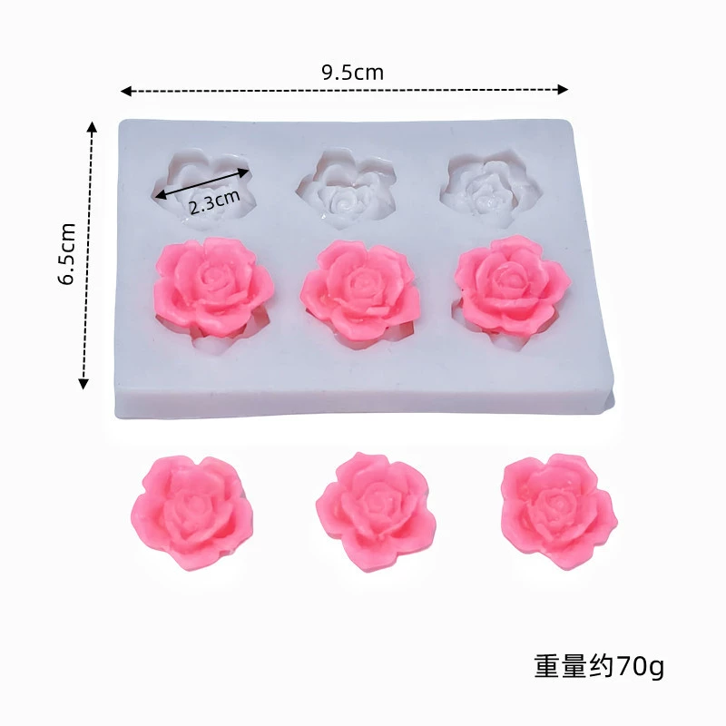 Small silicone mold contains rose, acrylic fondant flower-shaped, decorations, handmade, flowered