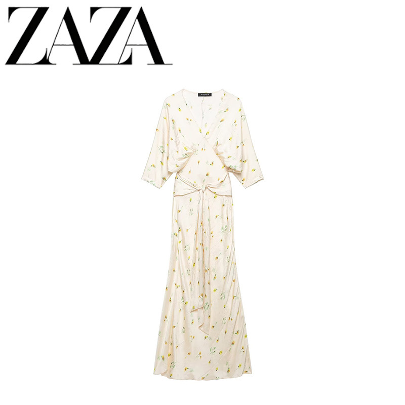 ZAZA self-designed European and American style wholesale women's clothing, fashionable and versatile elegant series printed long dress 2231066 ZAZA self-designed European and American style wholesale women's clothing, fashionable and versatile elegant series printed long dress 2231066