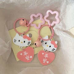 高颜值猫咪字牌爱心吊坠钥匙扣卡通可爱女孩百搭配饰秋季新款批发