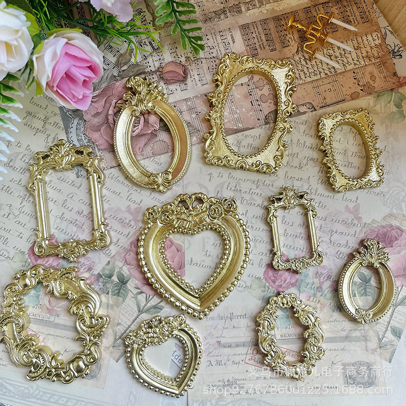 Copper Gold Baroque Retro Embossed Small Photo Frame DIY Cross-Border Mini Fun Museum Silhouette Box Photo Wall Copper Gold Baroque Retro Embossed Small Photo Frame DIY Cross-Border Mini Fun Museum Silhouette Box Photo Wall