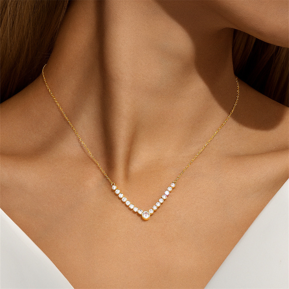 Zircon Inlay Material Pendant Necklace Classification 925 sterling silver Chain Material 925 Sterling Silver Geometric Zircon 925 Sterling Silver Cable Chain Pendant Necklace