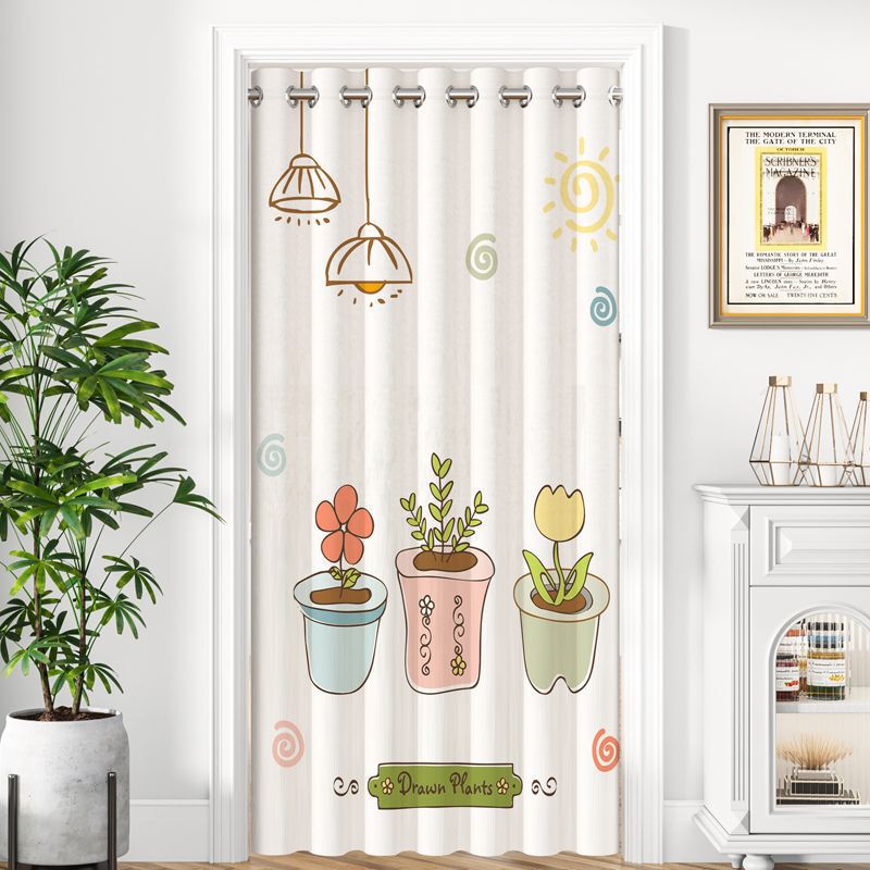 Ins-style High-value Door Curtain Air Conditioner Windshield Curtain Bedroom Room Home Partition Curtain Privacy-proof Punch-free