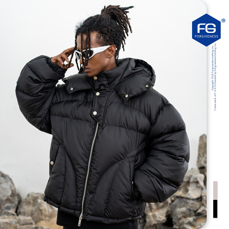 FGSS 남성복 | 2023 가을 | 겨울 새로운 틈새 기능성 디자인 모자 따뜻한 두꺼운 단색 레저 면화 패딩 재킷 남성