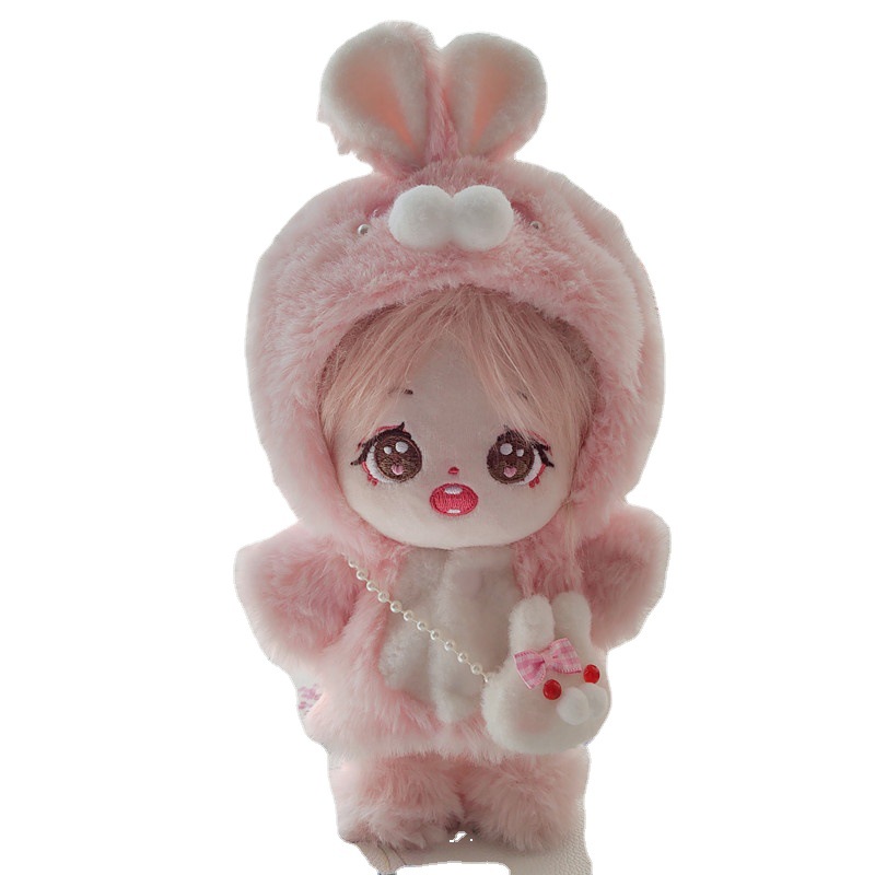20cm algodón muñeca conejo ropa Rosa Orejas de conejo felpa bolsa de zapatos traje