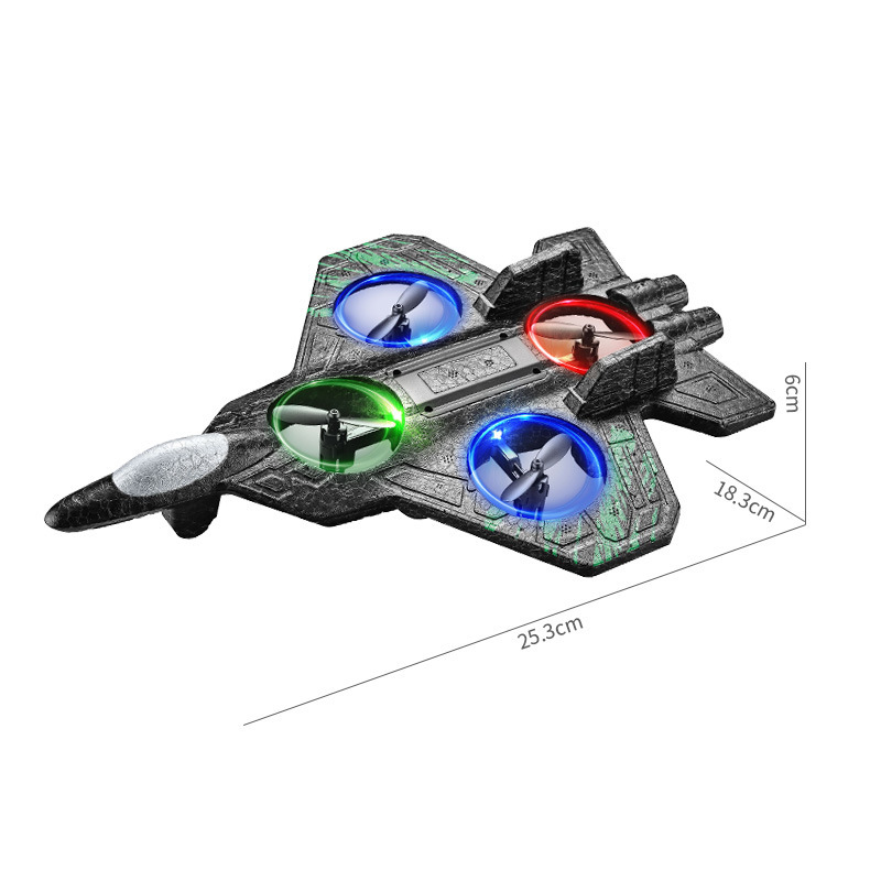Nuevo avión de combate de espuma de control remoto modelo de avión no tripulado de cuatro ejes de suspensión de vuelo de altura fija rodando juguetes acrobaciosos
