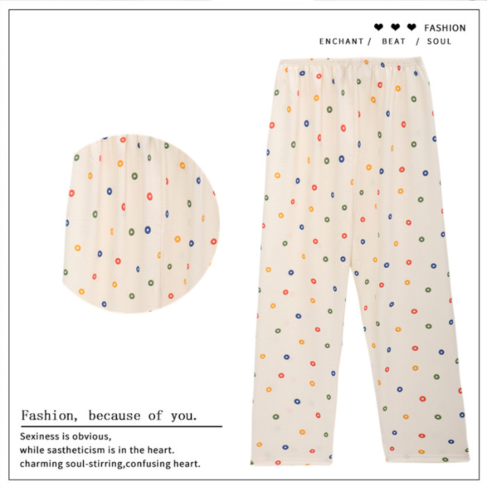 Pantalones de dibujos animados lindos pantalones de pijama elásticos de cintura estudiantil en casa pantalones largos de primavera y otoño de verano para mujeres pantalones casuales