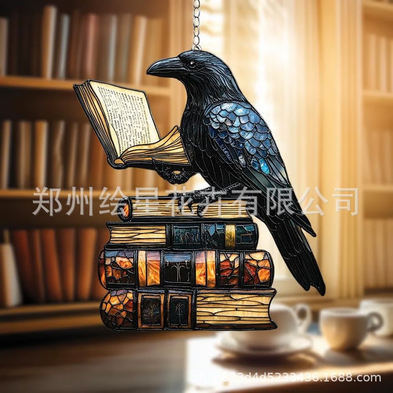 独立站新品万圣节装饰乌鸦哥特式灯笼2D亚克力吸灯黑暗学术之家|undefined
