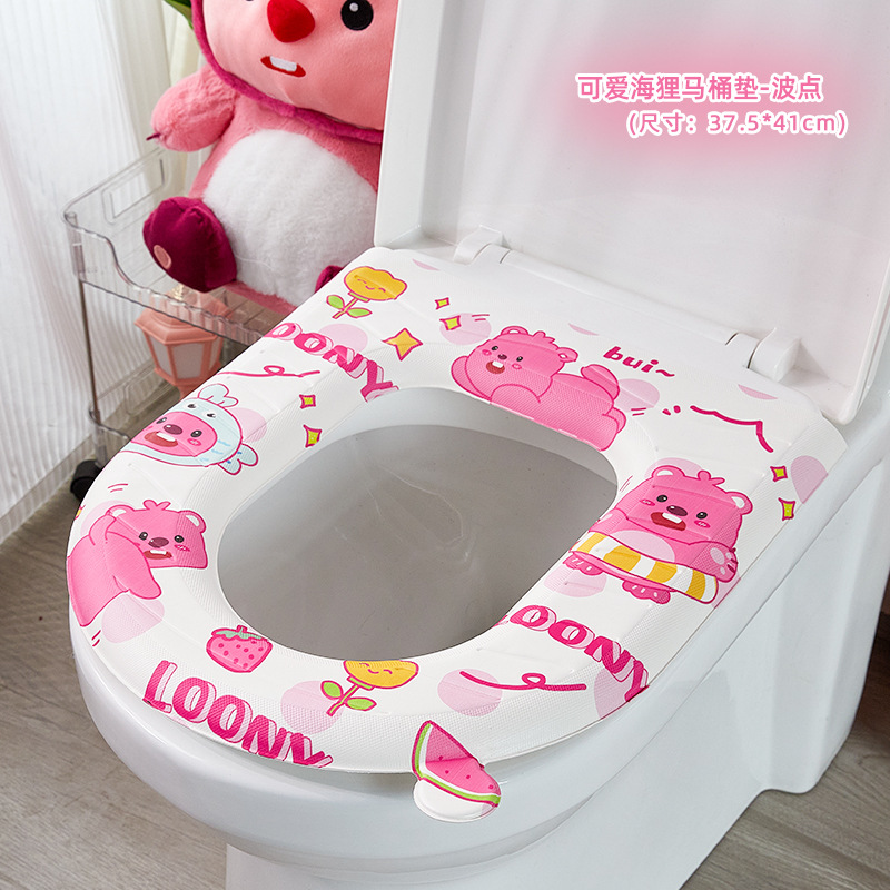 Eva cojín de inodoro encantador castor lavable impresión cojín de inodoro doméstico para la piel cuatro estaciones pegatinas de inodoro universal