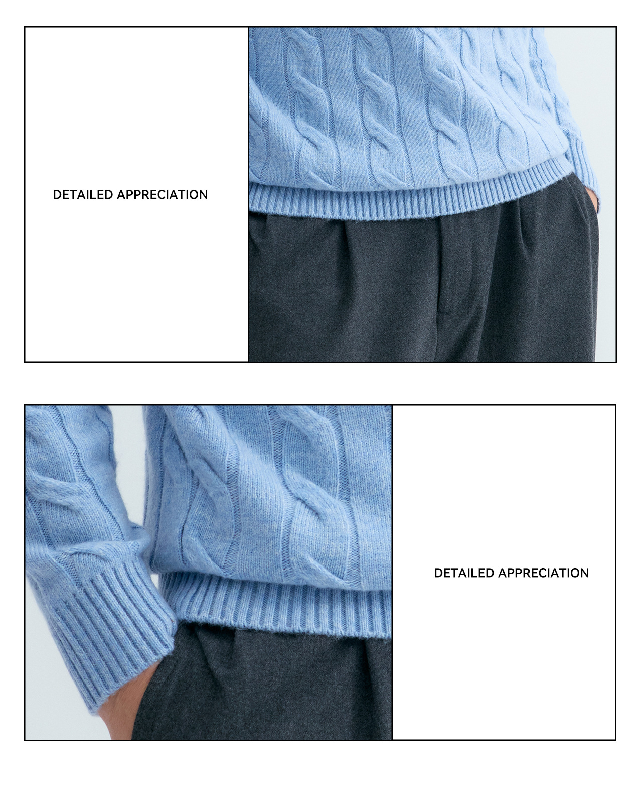 UNF 530g Cable-Knit Half-Zip Polo Sweater
