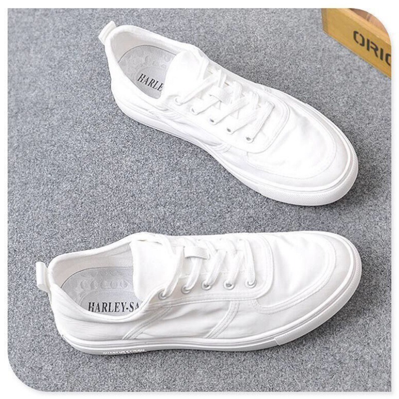 Artistic white shoes men's low-top Korean-style fashionable all-match sneakers men's summer breathable ice silk white cloth shoes men
