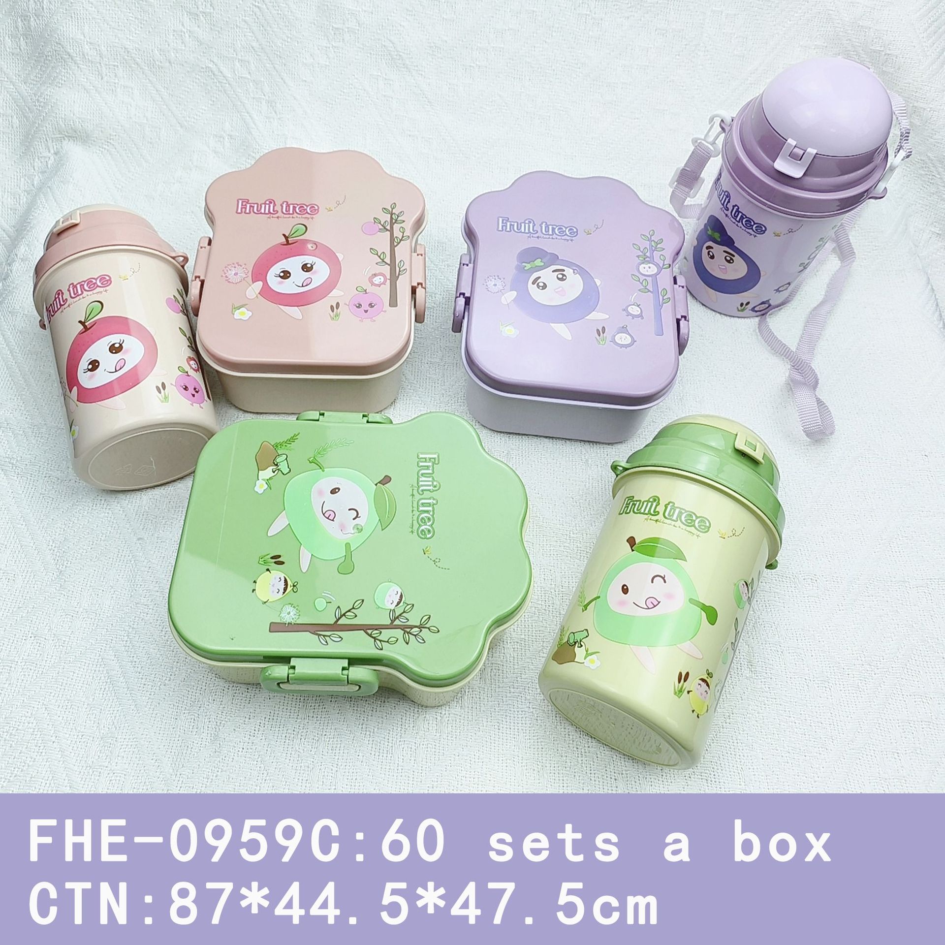 Juego de botella de agua de lonchera con forma de dibujos animados lindo para niños y estudiantes