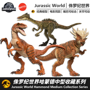 Mattel Jurassic World Hammond Medium Collection Velociraptor Parasaurolophus Model Children's Male Toy Gift