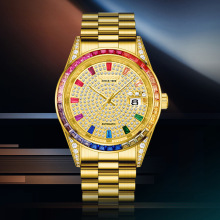 瑞士新款彩虹金表机械表不掉色 时尚男士手表夜光防水 腕表高级感